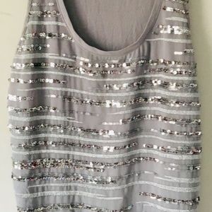 Express- Silver|Grey Sequin and Glitter Top